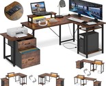L Shaped Desk With Drawers, Gaming Desk, Corner Computer Desk With Stora... - £203.06 GBP