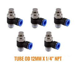5 Pcs, Air Flow Control Valve Tube OD 12mm X 1/4 NPT Pneumatic Push In F... - $31.63