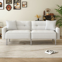 75.6&quot; Linen Upholstered Modern Convertible Folding Futon Sofa Bed - £315.24 GBP