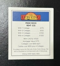 Disney Edition Monopoly Replacement Piece: Title Deed Card -Lion King Pr... - $2.84