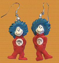 Thing 1-THING 2 EARRINGS-Cat In The Hat Dr Seuss Costume Jewelry - £7.14 GBP
