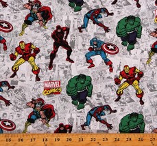 Cotton Marvel Retro Movies TV Comics Multicolor Fabric Print by Yard D188.07 - £8.78 GBP