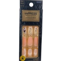 NEW Kiss Nails Impress Press On Manicure Medium Coffin Pink Silver Gems Couture - £13.49 GBP