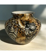 La Vie African Animal Print Beige Medium Vase Approx 5&quot; High - $14.84