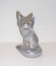 Fenton Glass Grey Marble Carnival Iridized Fox Figurine Mosser Made In USA - £104.61 GBP