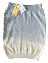 Vintage Havana Junior&#39;s Mini Skirt 100% Cotton Lined Knit Sz L Blue White Ombre - £11.59 GBP