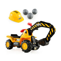 Ride on Push Car Bulldozer Digger Toy with Safety Helmet and Working Shovel - $91.73