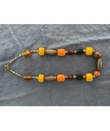 Moroccan Berber Necklace Handcrafted Yellow Resin Amber Vintage Jewelry ... - €79,70 EUR