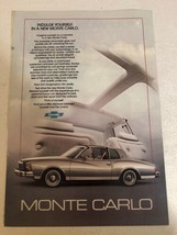 1980s Chevrolet Monte Carlo Car Vintage Print Ad pa10 - £7.16 GBP