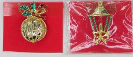 Lorraine Christmas Ornament Pin Brooch 1.5&quot; Lot of 2  - £8.91 GBP