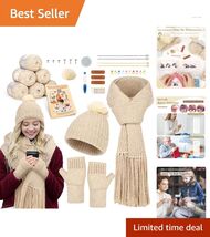 Beginner Knitting Kit for Adults &amp; Kids - Complete Winter Hat, Scarf &amp; G... - $59.35