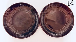 Marcrest Daisy &amp; Dot Vintage Stoneware Ovenproof Brown Dinner Plates 9 1/2&quot; VTG - £19.04 GBP