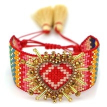 Mexican Heart Bracelets Tassel Bracelet Women&#39;s Jewelry Beads Jewellery Femme Go - £28.64 GBP