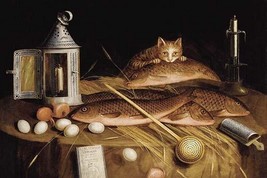Kitchen Still Life with Fish and Cat by Sebastian Stoskopff - Art Print - £17.25 GBP+