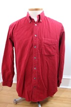 Vtg 90s Eddie Bauer MT Red Chamois Flannel Long Sleeve Button Front Shirt - $21.81