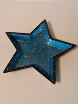 Resin Star Shaped Folk Art Trinket Tray Blue Glitter 5 Point Unique - €8,47 EUR