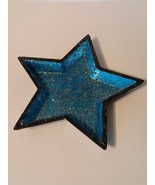 Resin Star Shaped Folk Art Trinket Tray Blue Glitter 5 Point Unique - €8,47 EUR