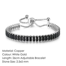 Unusual Black Crystal Tennis Bracelet for Men Steampunk Adjustable Zircon Women&#39; - £14.22 GBP