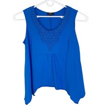 Ellos Top 1X Royal Blue Sleeveless Crochet Shark Tail Hem - $25.00