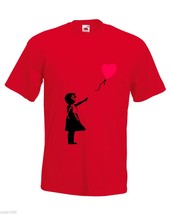 Mens T-Shirt Banksy Girl Heart Balloon, Lonely Girl tShirt Romantic Love Shirt - £19.73 GBP