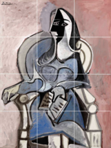 pablo picasso femme assise dans un fauteuil ceramic tile mural backsplash - $59.39+