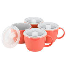 Gibson Home On The Go 4 Piece 25 Ounce Stoneware Soup Cup Set with Lid i... - $43.95