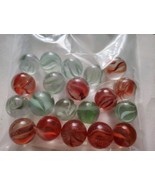 20 Vintage Agate! Pale Green/Dark Orange 6/8 Vein Cat&#39;s Eye Marbles 0.53... - $340.88 MXN