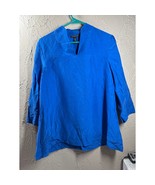 Eileen Fisher Silk Dupioni Shirt Blue Top Shirt V Neck Womens Petite Siz... - $46.19 CAD