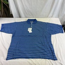 NWT Geographic Polo Shirt Mens XXL 2XL Blue Striped Summer Comfort Golf - $13.50