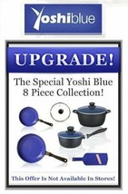 Yoshi Blue Diamond infused Ceramic Non-Stick Cookware 8 pc. Set - As Seen on TV - £47.30 GBP