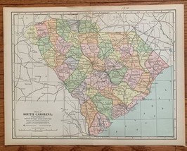 1910 Antique SOUTH CAROLINA Map Vintage State Map Gallery Wall Art - $8.00
