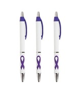 3 Alzheimers Awareness Purple Ribbon Ballpoint Pens Cystic Fibrosis Lupus - $11.65