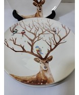 Pier 1 Imports ALEXANDER Salad Plate The Rein Deer Birds Antlers Winter ... - $1,003.47 MXN