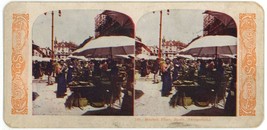 c1900&#39;s Colorized Stereoview Card 248 Market Place, Basle Switzerland - £7.43 GBP
