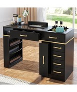 Manicure Table Nail Desk w/Electric Dust Collector Glass Top Versatile M... - $265.99