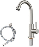 Stainless Single Hole Faucet Tap for Bathroom Kitchen Sink Outdoor Garde... - £25.88 GBP