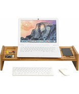 Bamboo Height Adjustable Monitor Stand Riser, 22.44&quot;(L) x9.84&quot;(W) x4.92&quot;(H) - £35.52 GBP