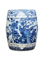 Beautiful Vintage Style Blue and White Porcelain Garden Stool Bird Motif - £241.49 GBP