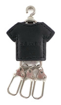 Keychain Black Leather Hawaii T-Shirt Over Metal Frame w/3 Friend Clips ... - £11.21 GBP