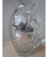 GLASS CRYSTAL CLEAR AND FROSTED GLASS SILVER OVERLAY PITCHER  9&quot; [D7] - $1,991.09 MXN