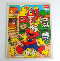 Vintage Playskool Sesame Street E-I-E-I Elmo 9 Piece Wooden Puzzle #315-38 - £9.44 GBP