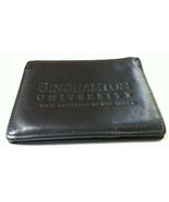RARE SUNY Binghamton Black Leather Billfold Wallet ID Holder Hook&amp;Loop F... - $50.08 CAD