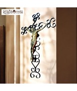 Antique Wrought Iron Crucifix Perforated Christ In Burnished Brass Sacre... - $1,903.71 MXN