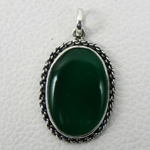 925 Sterling Silver Green Onyx Handmade Necklace 18&quot; Chain Festive Gift PS-1139 - £30.82 GBP