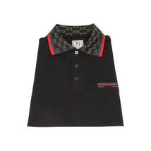 Men Sports Shirt DE-NIKO Short Sleeves Cotton Fashion Polo Shirt DBK113 Black image 3