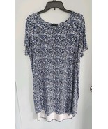 Tahari Woman 1X Plus Midi Shift Dress Blue Dots  Stretch Relax Fit Short... - €17,84 EUR