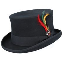 Black Top Hat Wool Quality Hand Made Felt Ascot Wedding Hat 5 Sizes - $41.86+