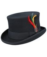 Black Top Hat Wool Quality Hand Made Felt Ascot Wedding Hat 5 Sizes - $41.86+
