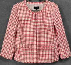 Women’s Coral Pink Ivory Tweed Jacket Blazer Talbots Size 14 Lined Classic - $64.35