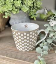 Danish Designs - Happy Taupe Dots Porcelain Mug - $407.09 MXN
